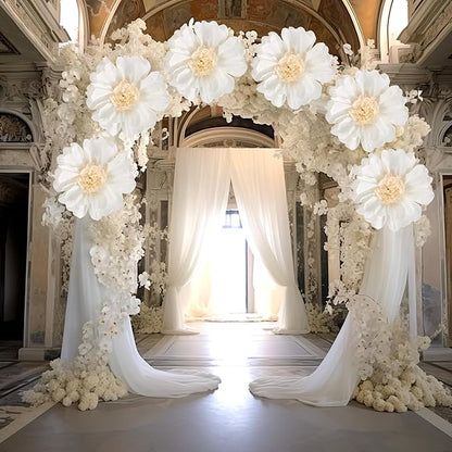 SUNBEAUTY 6 Pcs White Giant Paper Flowers Decorations 12" Large Tissue Artificial Crepe Paper Flowers for Party Wedding Wall Table Birthday Baby Shower Bridal Nursery Room Tea Party Backdrop Decor