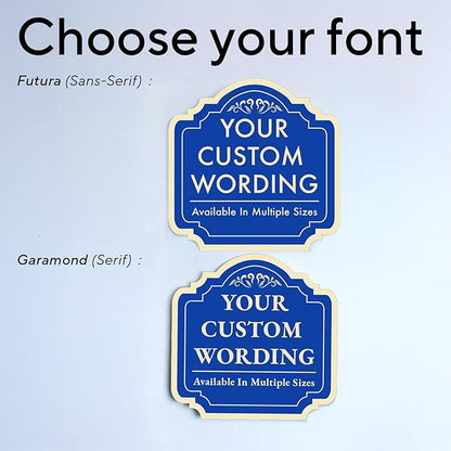 Custom Decorative Outdoor Metal Signs - Aluminum, Personalized Driveway Signs, Waterproof Made in USA, Blue Steel 18x18 Inch