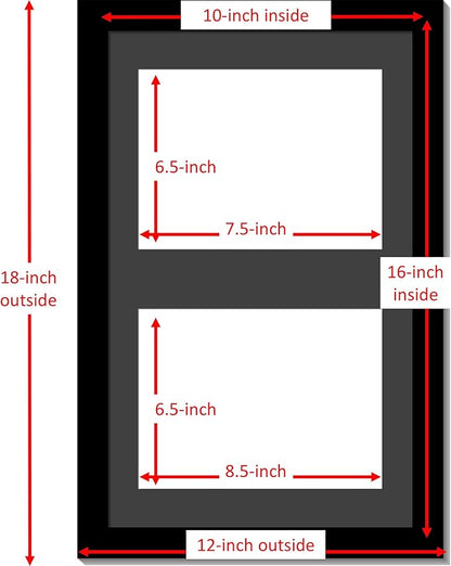 Creative Picture Frames 10X16Bk-B Black Vertical Double Diploma Frame With 2 Opening Black Matting | Holds 2-7X9-Inch Documents With Installed Wall Hanger