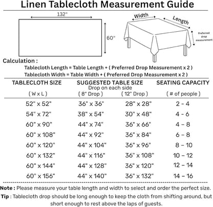 Solino Home Linen Tablecloth 60 x 132 Inch - Classic Hemstitch 100% Pure Linen Coral Table Cloth for Rectangle Tables - Machine Washable Tablecloth