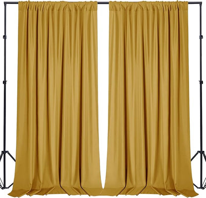 Sugargirl 10x10FT Gold Backdrop Curtains Polyester Photo Backdrop Drapes Curtains 2 Panels with Rod Pockets for Party Birthday Wedding Photography Home Decoration