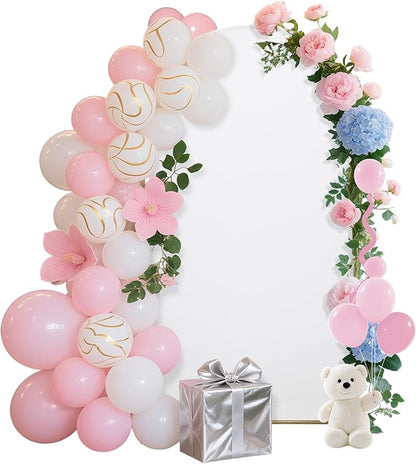 DREAHOTEXTIL Wedding Arch Frame Cover 7.2FT Arch Background Cover Spandex Fabric Elastic Background Suitable for Weddings, Birthday Parties, Baby Showers, banquets, and Ceremonial Decorations（White）