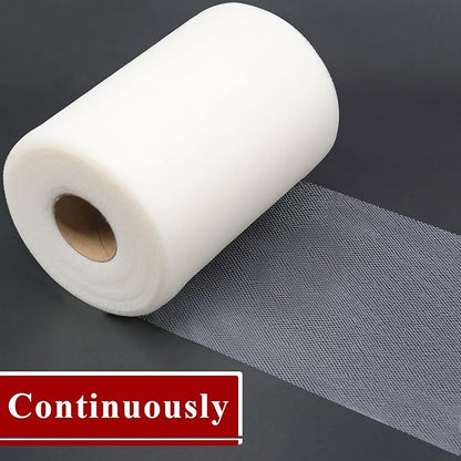 Ivory Tulle Fabric Rolls 6 Inch by 200 Yards (600 feet) Fabric Spool Tulle Ribbon for DIY Ivory Tutu Gift Wrapping Baby Shower Birthday Party Wedding Decorations Craft Supplies