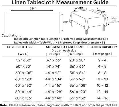 Solino Home Cornflower Blue Linen Tablecloth 60 x 144 Inch - 100% Pure Linen Hemstitch Table Cloth for Rectangle Tables - Classic Hemstitch, Machine Washable Tablecloth