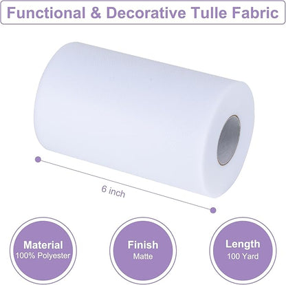 Silver Gray Tulle Fabric Rolls 6 Inch by 100 Yards (300 feet) Tulle Roll Spool Fabric for DIY Tutu Skirt Baby Shower Birthday Party Wedding Decorations Christmas Craft Supplies (Silver Gray)