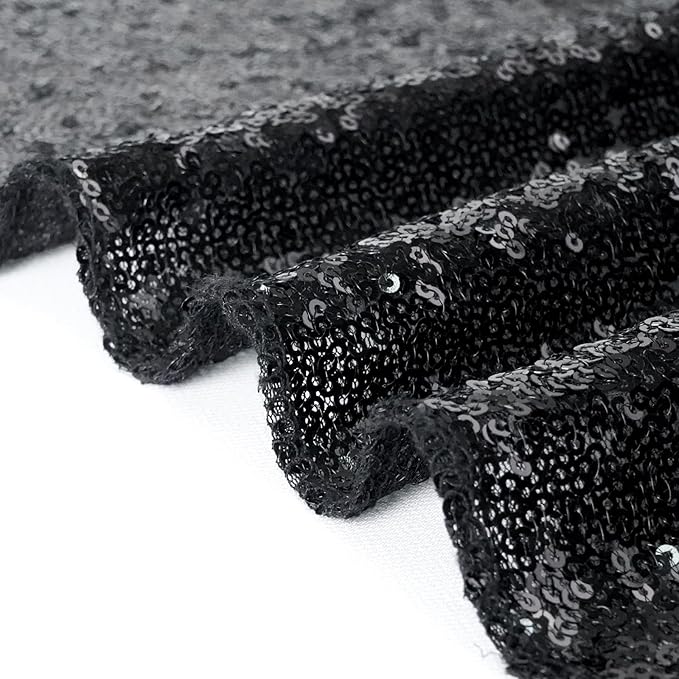 Eternal Beauty Black Sequin Backdrop, 5x7 Ft Halloween Glitter Background Curtains for Shimmer Photography Party Wedding Birthday Back Drop Decor