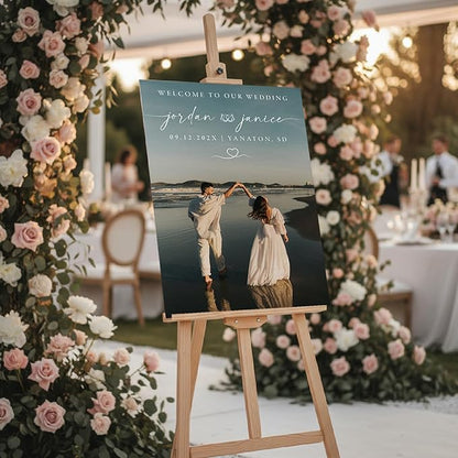 Personalized Wedding Photo Acrylic Welcome Sign – Custom Picture Board with Bride & Groom Names, Elegant Acrylic Wedding Reception Entrance or Ceremony Decoration, Indoor & Outdoor Keepsake Gift #11