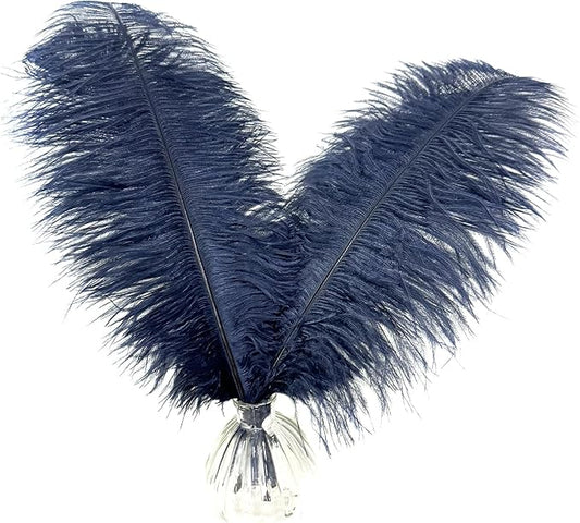 Happy Feather 16-18 inch Navy Blue Ostrich Feathers Craft for Wedding Party Centerpieces Home Decoration DIY Craft Pack of 10