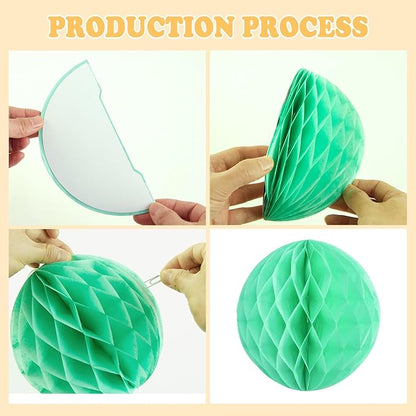 Hanging Honeycomb Decorations, Pastel Party Decorations, Rainbow Honeycomb Balls Decorations for Macaron Birthday Baby Shower Spring Decor, Set of 16 ﻿