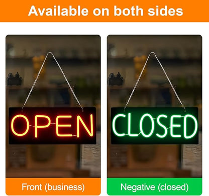 Led Open Sign for Business,OPEN and Close Double sided switching,Powered by 5V USB, And Adjustable Bright,Neon Sign for Storefront Window Glass Door Shop Store Florists Bar 15.7'' X 7''