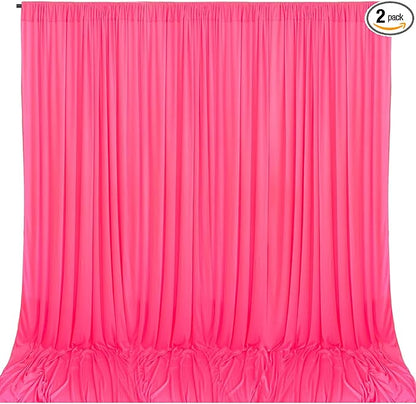 10 x 7 Feet Fluorescent Pink Backdrop Curtain for Partie, Background Curtains for Photoshoot, Birthday, Wedding, Halloween, Thanksgiving, Christmas Day, New Year Party Decorations 5Ft x 7Ft, 2 Panels