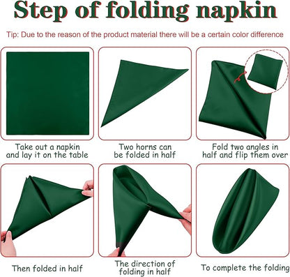 Aneco 12 Pieces Christmas Satin Napkins Soft Dinner Napkins Square Weddings Table Napkins 17 x 17 Inches for Christmas Xmas Party Restaurant Weddings Dinner Decoration (Red, Dark Green)