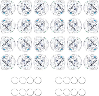 24pcs Clear Crystal Decorative Ball Prism Suncatchers for Windows Hanging Wedding Party DIY Decoration,20mm