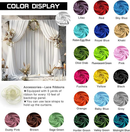 White Backdrop Curtains Wedding Background Drapes White Drapes for Backdrop Decoration Photography Video Studio Props 10x12FT TAYHQ001