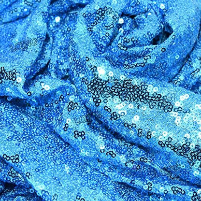 QueenDream Aqua Blue Tablecloth 90 x 132 Inch Sequin Tablecloth for Party Decorations Glitter Tablecloth for Bridal Baby Shower Wedding