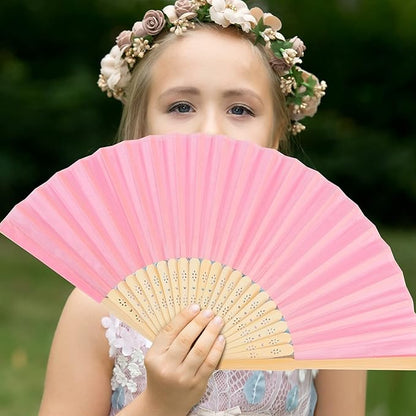 URATOT 36 Pieces Multicolor Folding Fans Silk Bamboo Folding Fans Handheld Fan for Wedding, Party Decoration