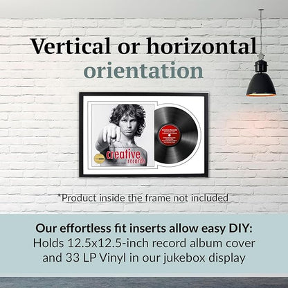 Creative Picture Frames 16" x 24" Jukebox Vinyl Frame Display with Double Matting, LP Record Album Frame for Wall Decor, White/White, Pack of 4