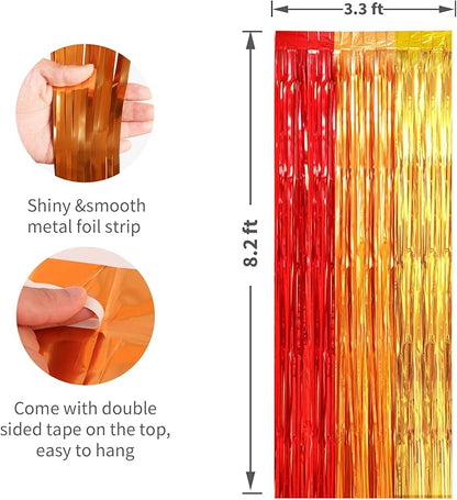 Crosize 2 Pack 3.3 x 8.2 ft Rainbow Foil Fringe Curtains Party Decorations, Tinsel Curtain Backdrop for Parties, Door Streamers, Glitter Streamer Fringe Backdrop for Birthday Decoration
