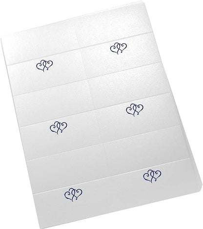 Linked Hearts Printable Place Cards, Navy (Choose Color), Set of 60 (10 Sheets), Laser & Inkjet Printers - Wedding, Party, Dinner, and Special Events - Made in the USA