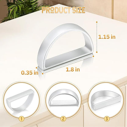 KPOSIYA Napkin Rings Set of 8, Metal Silver Napkin Rings Bulk for Table Settings, D-Shape Napkin Holders Rings for Dinner Table Decor, Easter, Fall,Thanksgiving, Christmas, Party,（Silver 8 pcs）