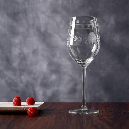 Premium Delight Wine Glasses Set of 4,15 oz – Hand-Blown with Etched Long Stem, Classic Glassware for Weddings, Dinners, and Holiday Gifting (Red Wine Glass)