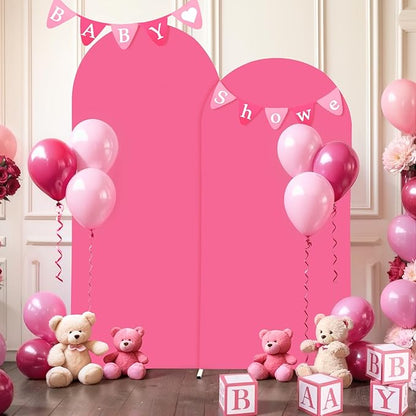 6.6FT Fuchsia Arch Backdrop Cover - Polyester Fitted Wedding Arch Stand Covers Round Top Chiara Arch Backdrop Cover for Birthday Party Banquet Photo Background Decoration