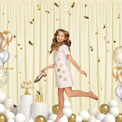 Sugargirl 10x10FT Light Yellow Backdrop Curtains Polyester Photo Backdrop Drapes Curtains 2 Panels with Rod Pockets for Party Birthday Wedding Photography Home Decoration