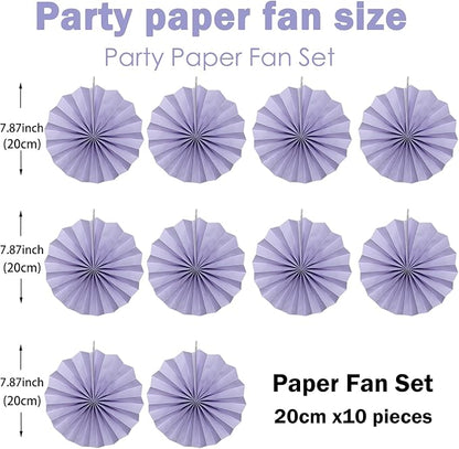Purple Birthday Decorations,DIY Purple Paper Fans Hanging Decoration ,Party Decorations for Adults 8in,Little Mermaid Party Decor,Baby Shower Decorations 30 Color DIY Set (Light Purple)