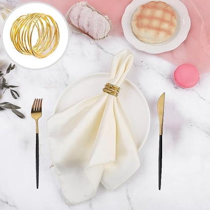 Gold Napkin Rings - 6 PCS Metal Napkin Rings(Twisted Wire) Napkin Holders Buckles for Family Dinner, Wedding, Party,Table Decorations
