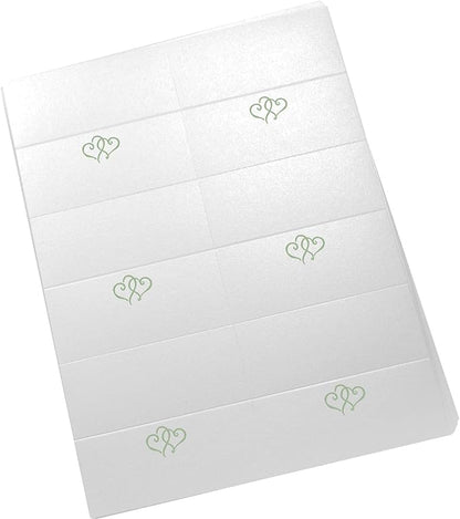 Linked Hearts Printable Place Cards, Sage (Choose Color), Set of 60 (10 Sheets), Laser & Inkjet Printers - Wedding, Party, Dinner, and Special Events - Made in the USA