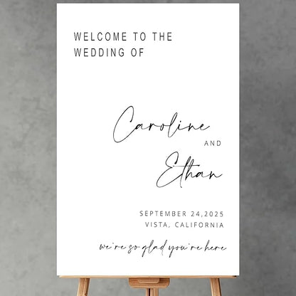 Generic Personalized Wedding Welcome Sign, 18x27 inches, Plastic, Modern Style, Wedding Event Guestbook