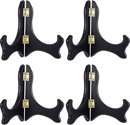Tatuo 4 Pack Black Wooden Display Stand Plate Stands (5 Inch, Black)