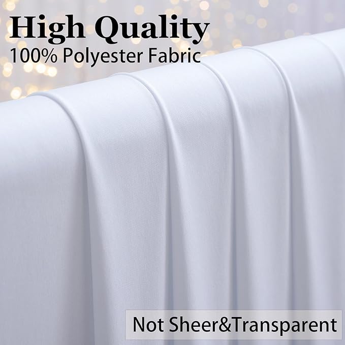 10×12ft White Wrinkle Free Backdrop Curtain, Soft Silky Easy to Drape Wedding Drapes for Backdrop, 2 Panels 12 ft Long Backdrop Curtains for Parties Birthday Baby Shower Photo Photography Background
