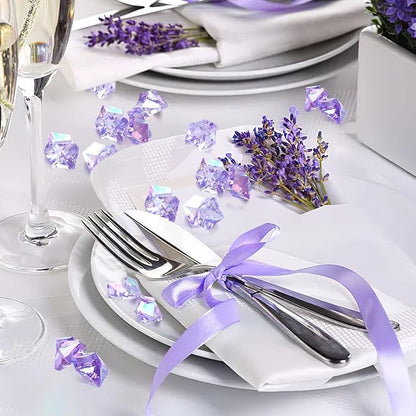 DomeStar 150PCS Purple Fake Ice, Fake Diamonds Sparkling Plastic Gems Vase Fillers for Centerpieces Wedding Party Decoration Table Scatter Display