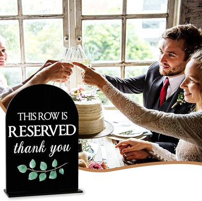 Black This Row is Reserved Sign, Reserved Seating Signs for Wedding, Engagement Bridal Shower Baby Shower Decor for Reception Reception, Weddings Acrylic Sign
