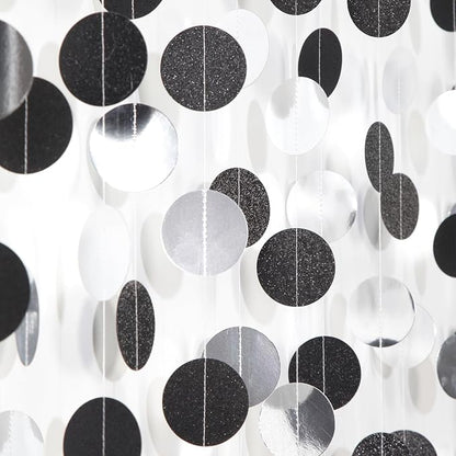 Black-Silver Birthday Graduation Party-Decorations Streamers - 52Ft Hanging Paper Garland Banner,Bachelorette Wedding Baby Bridal Shower New Years Supplies Backdrop Decor Hugtmr