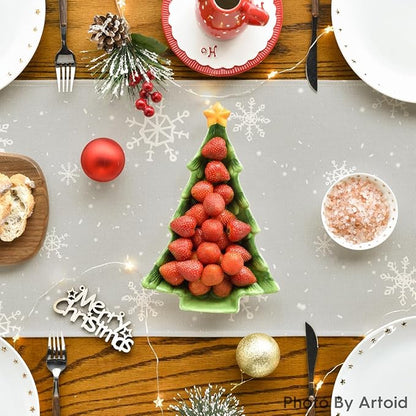 Artoid Mode Grey Snowman Snowflake Let it Snow 2PCS Christmas Table Runner, Seasonal Winter Kitchen Dining Table Decor for Home Party 13x72 Inch