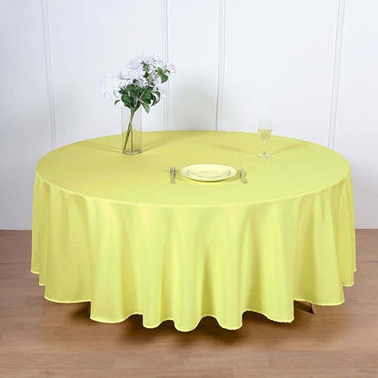 Efavormart Round Tablecloth, 108 Inch Stain & Wrinkle Resistant Washable Table Cloth, Decorative Polyester Fabric Table Cover for Banquet, Wedding, Dining- Yellow