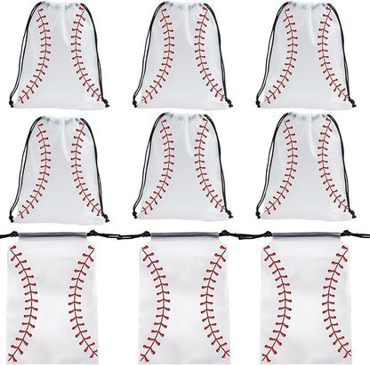 SAOTD 50 Pack Baseball Goodie Bags 7.87x9.84 inch (20x25 cm), Party Fvors Gift Treat Snack Bags, Baseball Drawstring Bag for Boys Girls Birthday Sports Theme Party Supplies