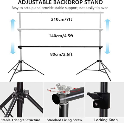 Photo Backdrop Stand for Photography 7ft x 10ft Background Stands for Photoshoot Support Kit with Carry Bag for Photo Studio Parties Events Decoration