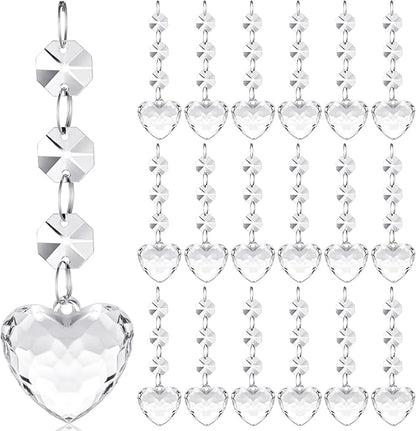 Nuenen 100 Pcs Hanging Crystals for Centerpieces Acrylic Chandelier Garland Beads Strands Prism Decorations Clear Teardrop Chandelier Crystals Pendant Wedding Home Garden Outdoor Ornaments(Heart)