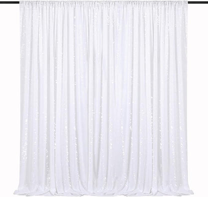 Sequin Backdrop Curtains 10ft x 10ft White Background Drapes Wedding Giltter Curtains for Birthday Party Decoration