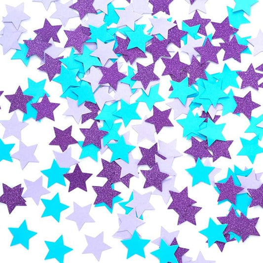 Star Confetti for Table Wedding Birthday Party Decoration,1.2 inch in Diameter(turquoise blue,lavender,purple,200pc)
