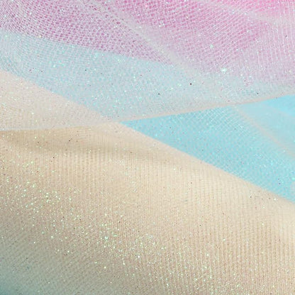 ICOSHOW Sparkling Tulle Rolls, 15” by 30 Yards (90FT) Glitter Tulle Spool Ribbon Fabric for Wedding Birthday Bridal Shower Tutu Skirt Party Gift Wrapping (Ivory)