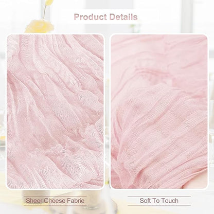 6 Pack Dusty Pink Cheesecloth Table Runner 35x120 Inch 10Ft Rustic Gauze Cheese Cloth Table Runner Sheer Cheesecloth Table Runners for Wedding Party Bridal Shower Decoration