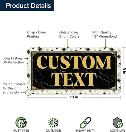 Custom Sign, Custom Street Sign, 11 Font Colors, 13 Font Styles, 4 Hole Options, 22 Sizes, 9x18 Inches, Rust Free DiBound, Fade Resistant, Made in USA by My Sign Center (Marble Tile)
