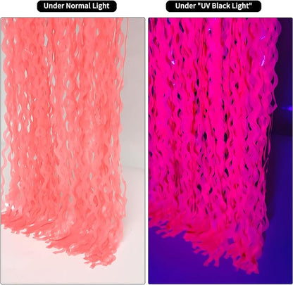Wavy 4 Pack Watermelon Red Foil Curtain Backdrop - 3.3X.6.6ft Metallic Tinsel Foil Fringe Curtains Photo Booth Props for Birthday Wedding Engagement Holiday Celebration Party Decorations