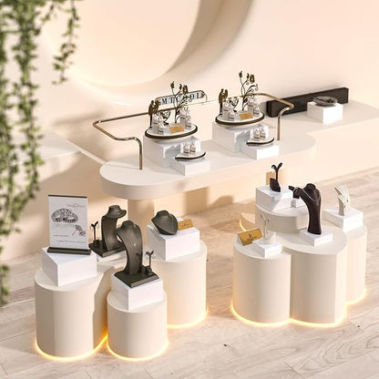 Buffet Risers, Food Display Risers for Party, White Acrylic Risers Display Stand for Buffet Table, Catering Displays for Dessert, Cube Box Nesting Riser with Hollow Bottoms (6"x7"x8" 3PCS)
