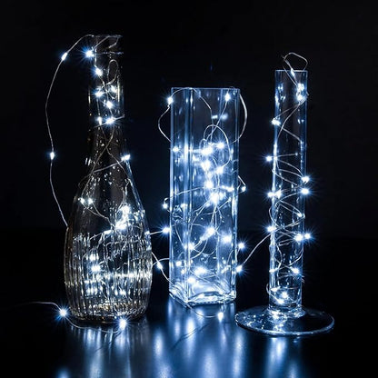 8 Pack White Fairy Lights 7Ft 20 LED Twinkle String Lights 3 Modes Battery Operated Waterproof Firefly Starry for Mason Jar Party Wedding Christmas Valentines Day Table Centerpieces,Cold White