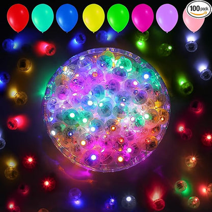 Aogist 100pcs Balloon Lights,Long Standby Time Waterproof Twinkle Mini Light,Battery Powered,Round LED Ball Lamp for Balloon Paper Lantern Party Wedding Christmas Halloween Decorative,10 Colors Flash